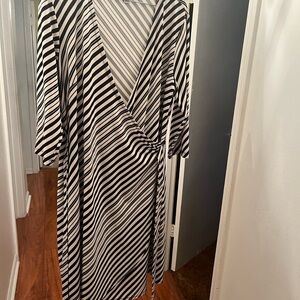 Emma & Michele Black and Cream Striped Dress